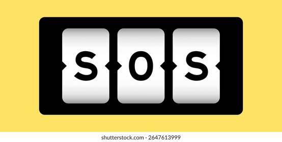 Cor preta na palavra SOS (abreviação de save our soul ou irmão sobre ombro) no slot banner com fundo de cor amarela