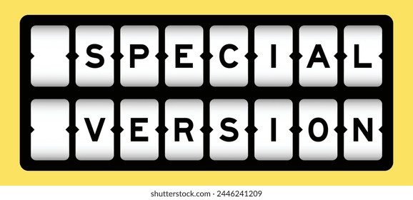 Black color in word special version on slot banner with yellow color background
