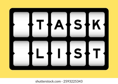 Black color in word task list on slot banner with yellow color background