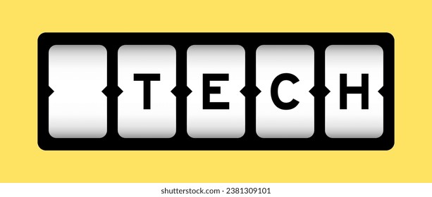 Color negro en tecnología de palabra en banner de ranura con fondo de color amarillo
