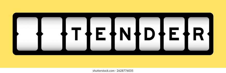 Black color in word tender on slot banner with yellow color background