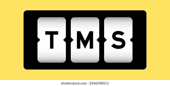 Black color in word TMS (Abbreviation of Transportation management system or Transcranial magnetic stimulation) on slot banner with yellow color background