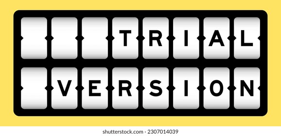 Black color in word trial version on slot banner with yellow color background