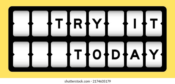 Black color in word try it today on slot banner with yellow color background