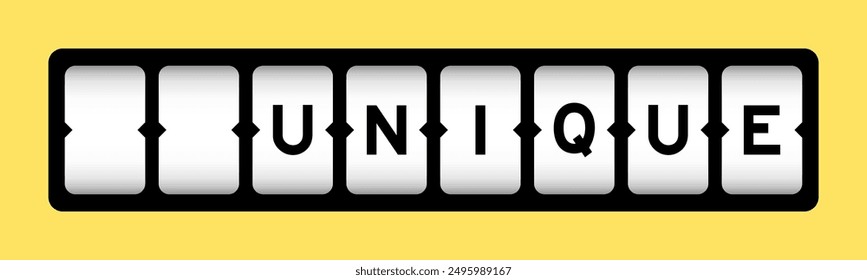 Color negro en la palabra única en el Anuncio de la ranura con el fondo amarillo del color