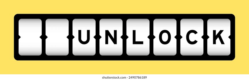 Black color in word unlock on slot banner with yellow color background