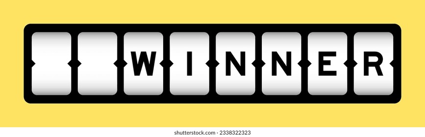 Black color in word winner on slot banner with yellow color background