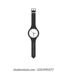 Black Color Wristwatch Icon Vector Design.