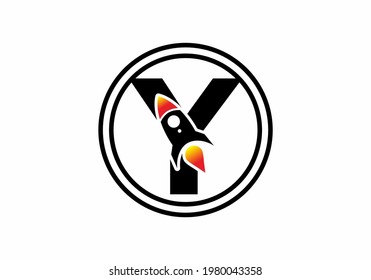Black color of Y initial letter with rocket design
