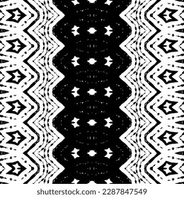 Black Color Zig Zag Pattern. Abstract Geo Dark Batik. Native Art Doodle Vector. Simple Tribal Line Batik. Seamless Stripe Ink Pattern. Black Colour Ink Scribble Textile. Seamless Dark Ethnic Design