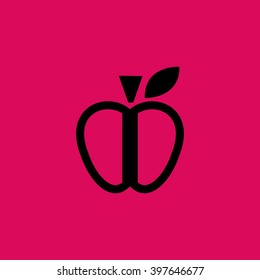 Black Colored Apple Icon. Eps-10.