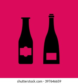 Black Colored Beer Bottle Icon. Eps-10.