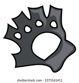 A black colored biker fingerless gloves used while riding bikes vector color drawing or illustration 