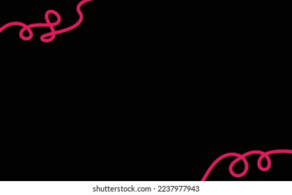 Black colored blank vector abstract background with pink curly lines. Suitable for presentation, cover, book, and banner.