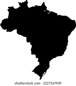 Black colored Brazil outline map. Political brazilian map. Vector illustration map.