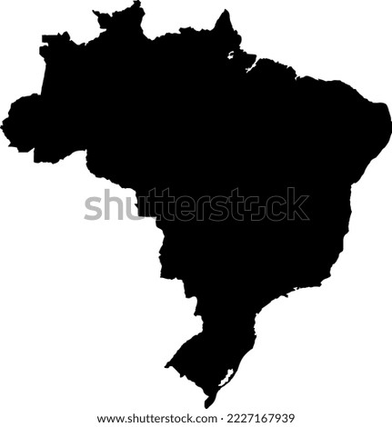 Black colored Brazil outline map. Political brazilian map. Vector illustration map.
