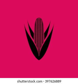Black Colored Corn Icon. Eps-10.