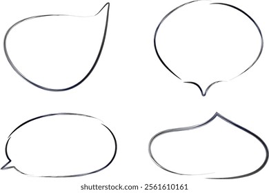 black colored doodle abstract speech bubbles set vector