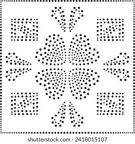 Black colored dotted pattern with hearts and squares.