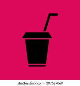 Black Colored Drink Cup Icon. Eps-10.