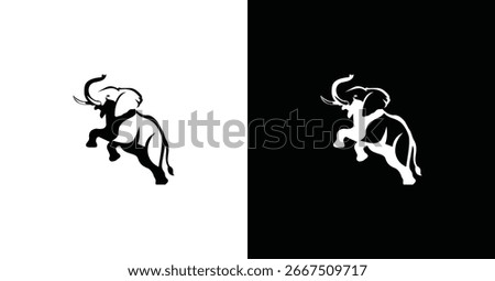 Black Colored Elepant Outline Design Logo Inspiration Silhoutte Elepant Jump Logo 