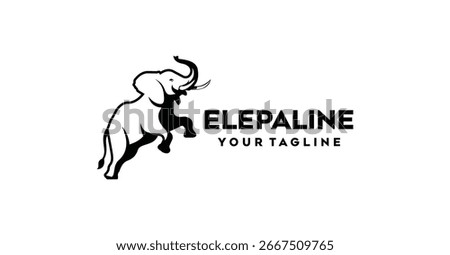 Black Colored Elepant Outline Design Logo Inspiration Silhoutte Elepant Jumping Logo 