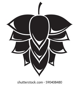 The black colored hop branch isolated on white vector illustration.