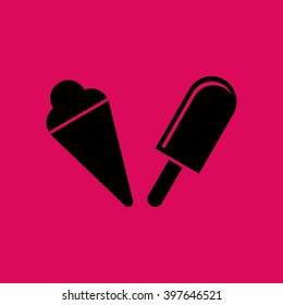 Black Colored Ice Candy & Ice Cream Icon. Eps-10.