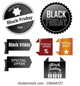 a lot of black and colored icons for black friday