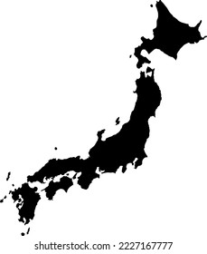 Black colored Japan outline map. Political japanese map. Vector illustration map.