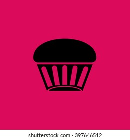Black Colored Muffins Or Cup cake Icon. Eps-10.