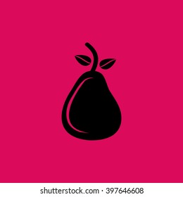 Black Colored Pear Icon. Eps-10.