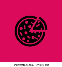 Black Colored Pizza Icon. Eps-10.