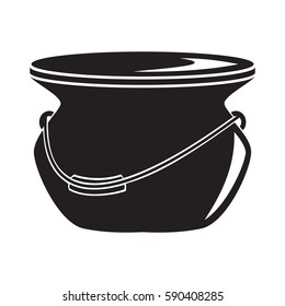 The black colored pot with the handle on the white background vector illustration.