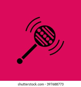 Black Colored Rattle Toy Icon. Eps-10.