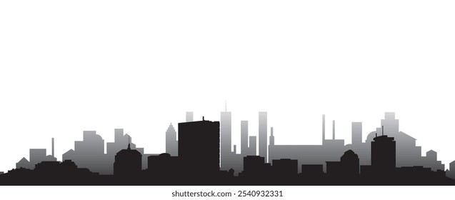 Black colored silhouette city skyline of city of Boston on white background