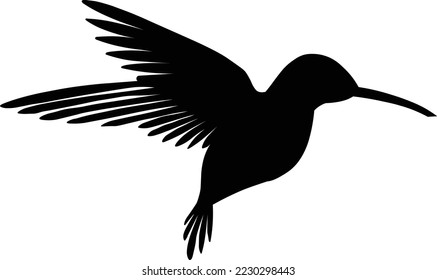 Black colored small bird with white background, vector illustration.