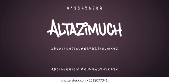 Black colored spray font with uppercase lowercase letters and numbers on transparent png background, graffiti style abc, creative uppercase typography for poster, banner, flyer etc.