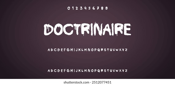 Schwarze Spray-Schriftart mit Großbuchstaben in Kleinbuchstaben und Zahlen auf transparentem Ping-Hintergrund, Graffiti-Stil abc, kreative Großbuchstaben-Typografie für Poster, Banner, Flyer etc.