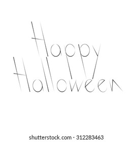 Black colored stylized Happy Halloween lettering isolated on white background. Greeting card design element. Flat style vector illustration