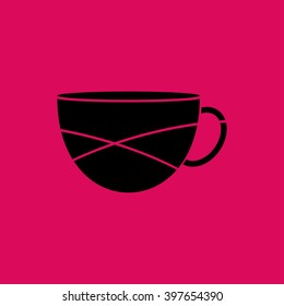 Black Colored Tea & Coffee Cup Icon. Eps-10.