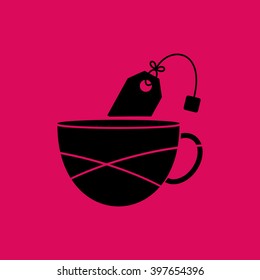 Black Colored Tea & Coffee Cup Icon. Eps-10.