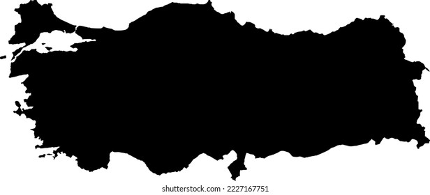 Black colored Turkey outline map. Political turkish map. Vector illustration map.
