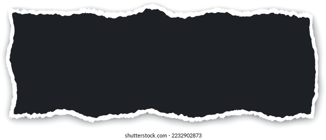 black colored vector torn paper banner with ripped edges with space for your text	