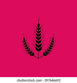 Black Colored Wheat Ears Icon. Eps-10.