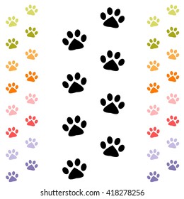 black and colorful animal footprints