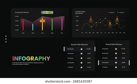 Tablero de Elementos de colores negros para infografía