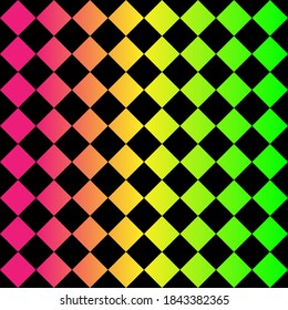 Black and colorful gradient squares seamless pattern. Vector illustration.