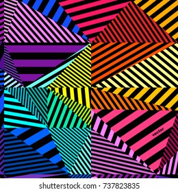 Patrón negro y colorido, fondo abstracto de contraste geométrico. Vector.