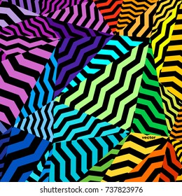 Patrón negro y colorido, fondo abstracto de contraste geométrico. Vector.
